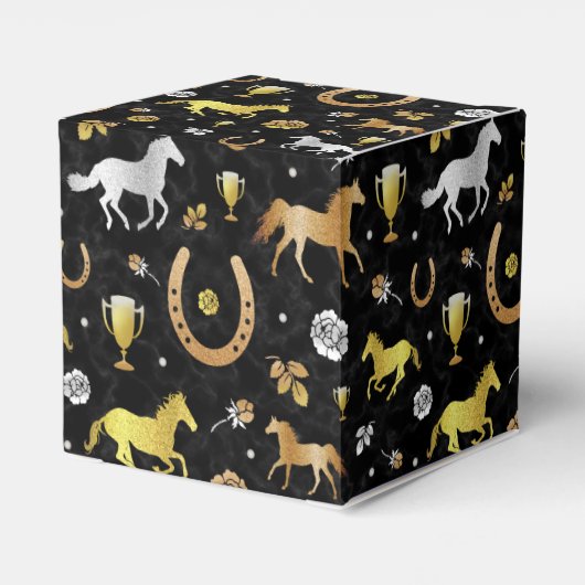 Horse Racing Derby Day Black Gold Pattern Bedankdoosjes (Achterkant)