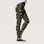 Horse Racing Derby Day Black Gold Pattern Leggings (Rechts)