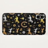 Horse Racing Derby Day Black Gold Pattern Monogram Case-Mate iPhone Case (Achterkant (horizontaal))