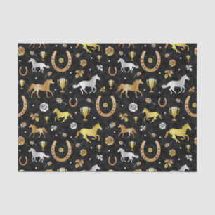 Horse Racing Derby Day Black Gold Pattern Tissuepapier