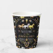 Horse Racing Derby Day Party Zwart Goud Welkom Papieren Bekers (Achterkant)