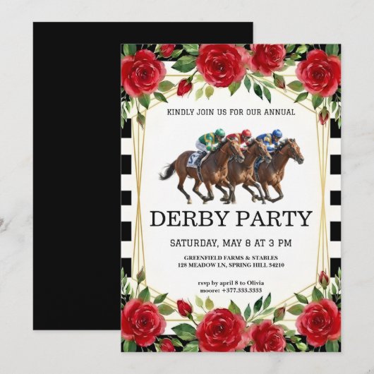 Horse Racing Derby Party Vintage Invitation 2026 (Devant / Derrière)