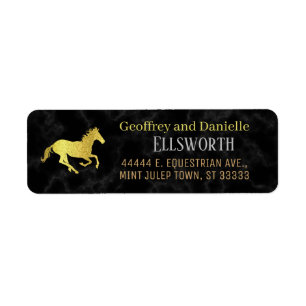 Horse Racing Derby Zwart Goud Retouradres Etiket