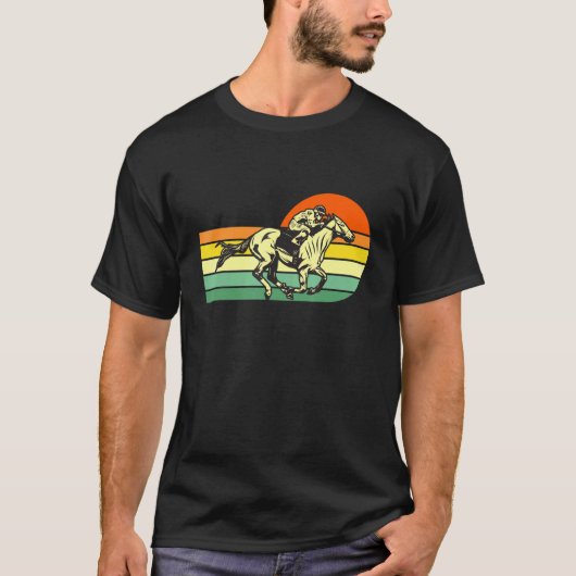 Horse Racing Retro Sunset T-shirt (Voorkant)