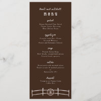 Horse Rail clôture Wagon Wheel Dîner Menu