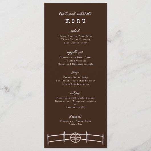 Horse Rail Fence Wagon Wheel Dinner Menu (Voorkant)