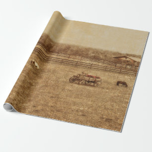 Horse Ranch Country Westerne textuur Cadeaupapier
