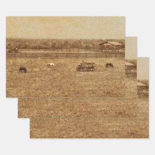 Horse Ranch Country Westerne textuur Inpakpapier Vel