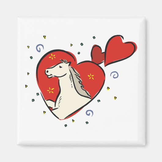 Horse Red Hearts Equine Love Magneet (Voorkant)