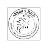 Horse Return Address Family, Cirkel Rubberstempel (Afrduk)