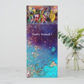 HORSE RIDERS, MUZIEK IN NACHT, Gold Blue Gparkles Kaart (Staand voorkant)