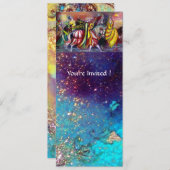 HORSE RIDERS, MUZIEK IN NACHT, Gold Blue Gparkles Kaart (Voorkant / Achterkant)