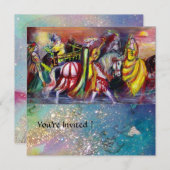 HORSE RIDERS, MUZIEK IN NACHT, Gold Blue Gparkles Kaart (Voorkant / Achterkant)