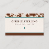 Horse Riding Instructor Rustic Cowhide Western Visitekaartje (Voorkant)