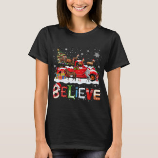 Horse Riding Red Truck - kerstboom Believe Sant T-shirt