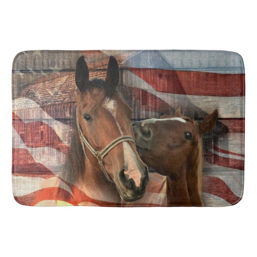 Horse Rustic Barn American Flag Badmat (Voorkant)