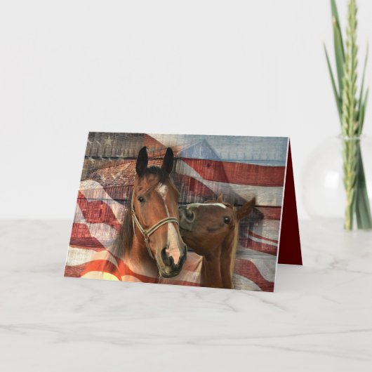 Horse Rustic Barn American Flag Bedankkaart (Voorkant)