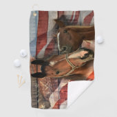 Horse Rustic Barn American Flag Golfhanddoek (Insitu)