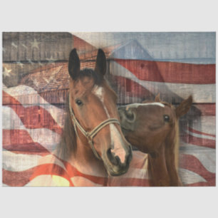 Horse Rustic Barn American Flag Tissuepapier