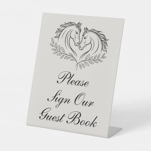 Horse Rustic Elegant Country Wedding Guest Book Reclamebord Met Voetstuk (Voorkant)