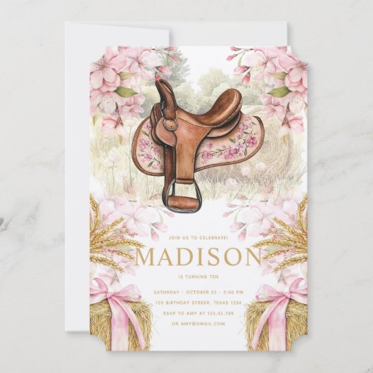 Horse Saddle Birthday Invitation (Devant)
