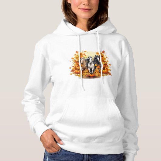 Horse Series Herfst Basic Hooded Sweatshirt (Voorkant)