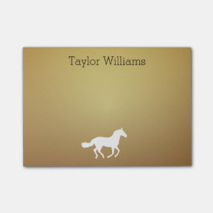 Horse Silhouette Jouw naam Dark Golden Background Post-it® Notes