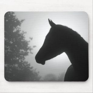Horse silhouette mousepad in zwart-wit muismat