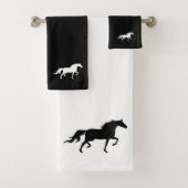Horse Silhouette op zwart-wit Bad Handdoek (Insitu)