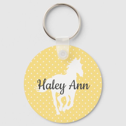 Horse Silhouette Polka Dots Name Sleutelhanger (Voorkant)