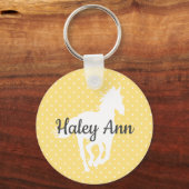 Horse Silhouette Polka Dots Name Sleutelhanger (Voorkant)