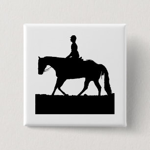 Horse Silhouette Vierkante Button 5,1 Cm