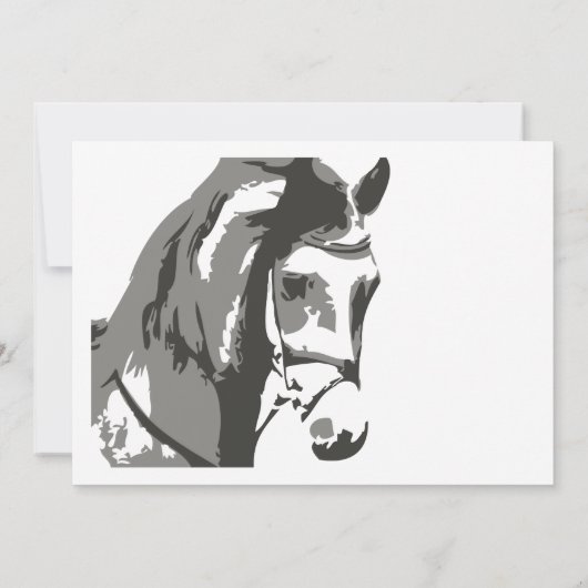 Horse Sketch en Snaffle Bit, Grijze Verjaardag Kaart (Achterkant)