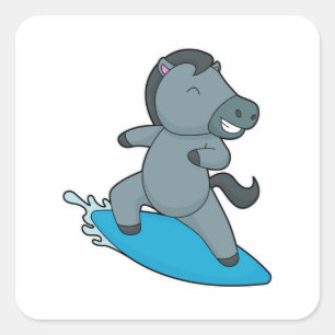 Horse Surfer Water Sport Vierkante Sticker