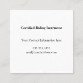 Horse Trainer Barn Equestrian Vierkante Visitekaartje (Achterkant)