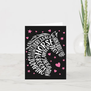 Horse Typografie Word Art Equestrian Girls Horseba Kaart