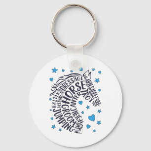 Horse Typografie Word Art Girls Horseback Riding E Sleutelhanger