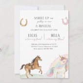 Horse & Unicorn Joint Birthday Party Kaart (Voorkant)