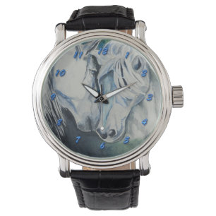 Horse Watch, blauw met blauwe cijfers Horloge