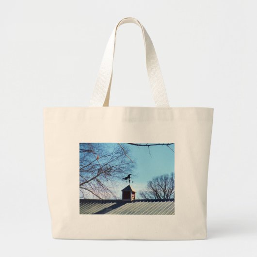 Horse Weather Vane Blue Sky Grote Tote Bag (Voorkant)