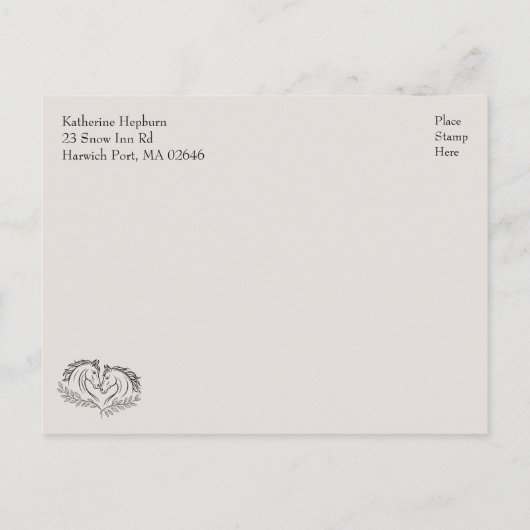 Horse Western Elegant Rustic Country Wedding Uitnodiging Briefkaart (Achterkant)