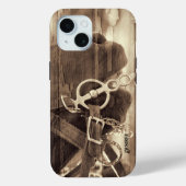 Horse  Western Sepia Rustic Wood Case-Mate iPhone Case (Achterkant)