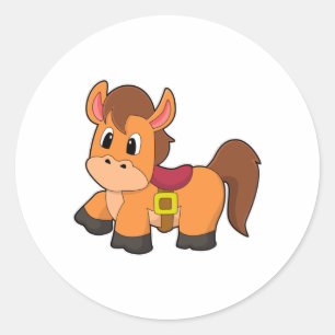 Horse with Saddle Ronde Sticker