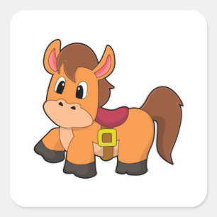 Horse with Saddle Vierkante Sticker