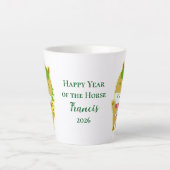 Horse Year Lucky Cute Personalized Name Latte Mug (Devant)