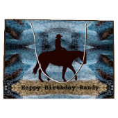 Horseback Cowboy Birthday Blue Groot Cadeauzakje (Achterkant)