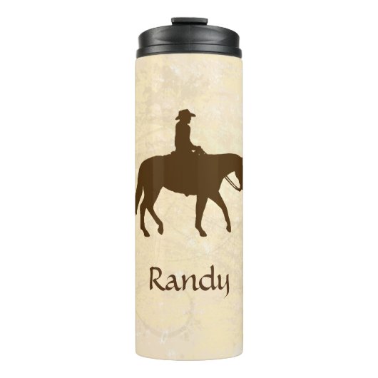 Horseback Cowboy Personalized Thermosbeker (Voorkant)