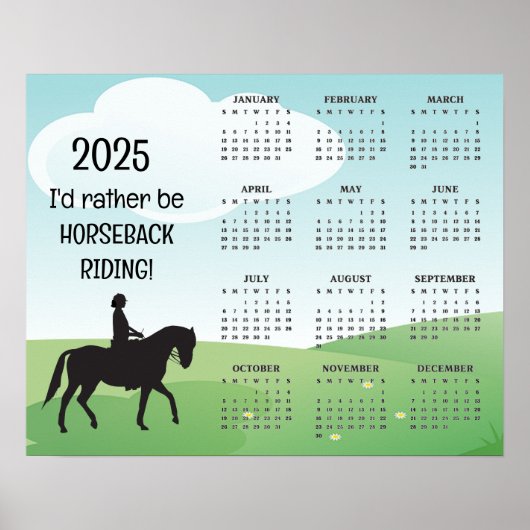 Horseback équitation 2025 Calendrier Poster (Devant)
