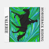 Horseback Riding Blue Green Fleece Blanket (Voorkant (Horizontaal))