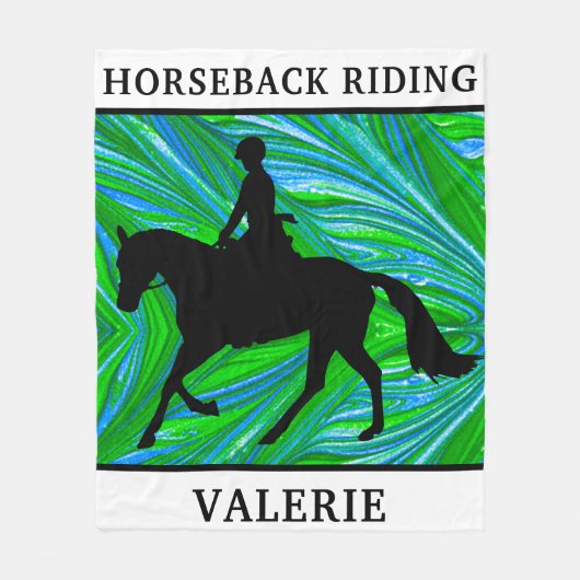 Horseback Riding Blue Green Fleece Blanket Deken (Voorkant)